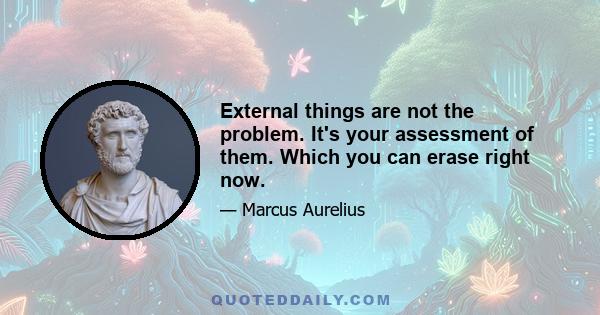 External things are not the problem. It's your assessment of them. Which you can erase right now.