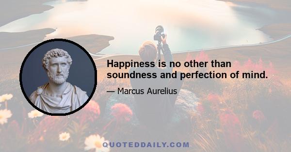 Happiness is no other than soundness and perfection of mind.