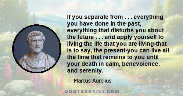 If you separate from . . . everything you have done in the past, everything that disturbs you about the future . . . and apply yourself to living the life that you are living-that is to say, the present-you can live all 