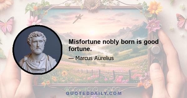 Misfortune nobly born is good fortune.