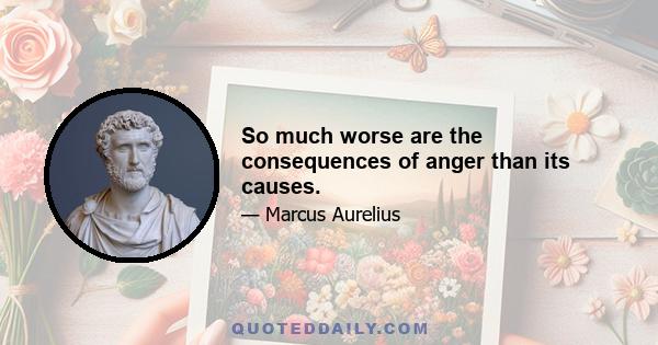 So much worse are the consequences of anger than its causes.