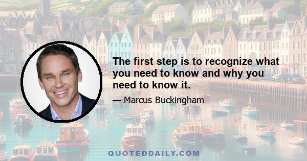 The first step is to recognize what you need to know and why you need to know it.