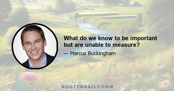 What do we know to be important but are unable to measure?