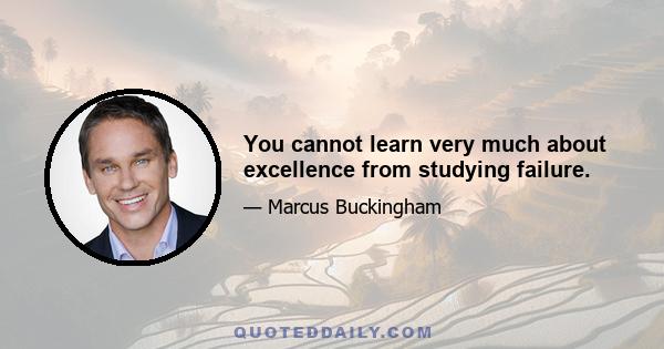 You cannot learn very much about excellence from studying failure.