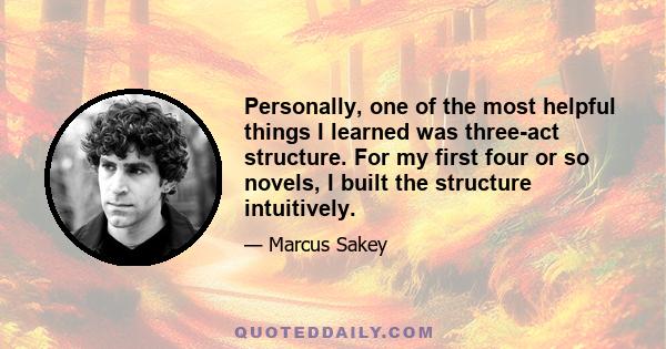 Personally, one of the most helpful things I learned was three-act structure. For my first four or so novels, I built the structure intuitively.