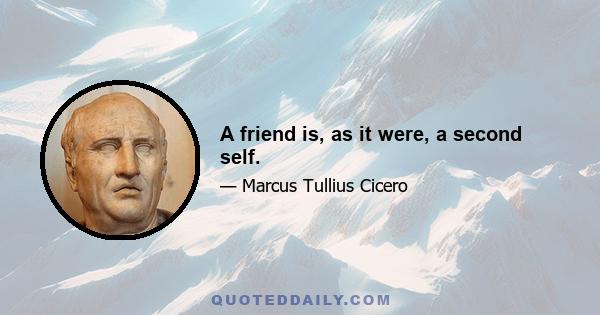 A friend is, as it were, a second self.