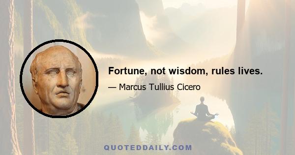 Fortune, not wisdom, rules lives.