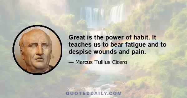 Great is the power of habit. It teaches us to bear fatigue and to despise wounds and pain.