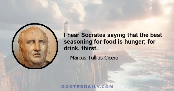 I hear Socrates saying that the best seasoning for food is hunger; for drink, thirst.