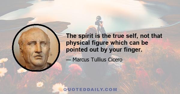 The spirit is the true self, not that physical figure which can be pointed out by your finger.