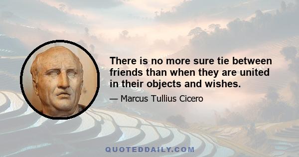 There is no more sure tie between friends than when they are united in their objects and wishes.