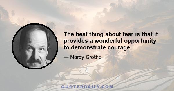 The best thing about fear is that it provides a wonderful opportunity to demonstrate courage.