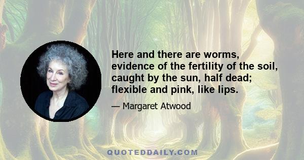 Here and there are worms, evidence of the fertility of the soil, caught by the sun, half dead; flexible and pink, like lips.