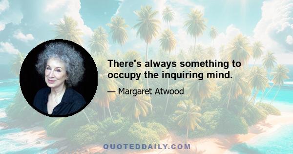 There's always something to occupy the inquiring mind.