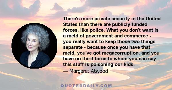 There's more private security in the United States than there are publicly funded forces, like police. What you don't want is a meld of government and commerce - you really want to keep those two things separate -