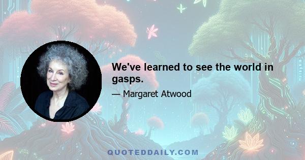 We've learned to see the world in gasps.