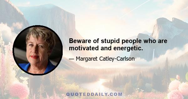 Beware of stupid people who are motivated and energetic.