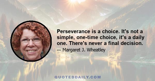 Perseverance is a choice. It's not a simple, one-time choice, it's a daily one. There's never a final decision.