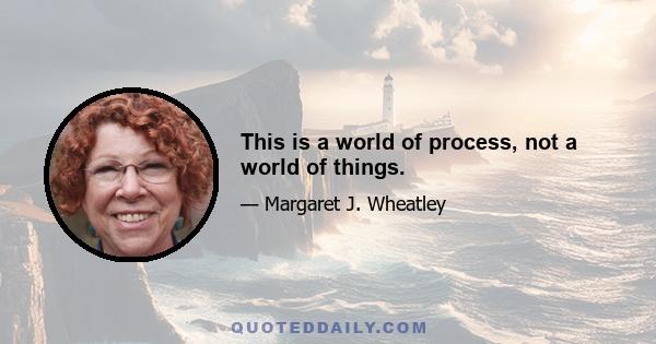 This is a world of process, not a world of things.