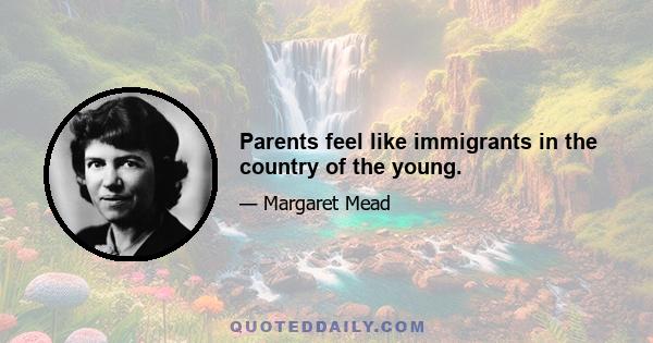 Parents feel like immigrants in the country of the young.