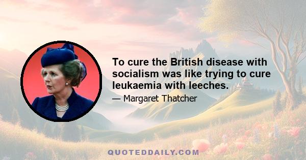 To cure the British disease with socialism was like trying to cure leukaemia with leeches.