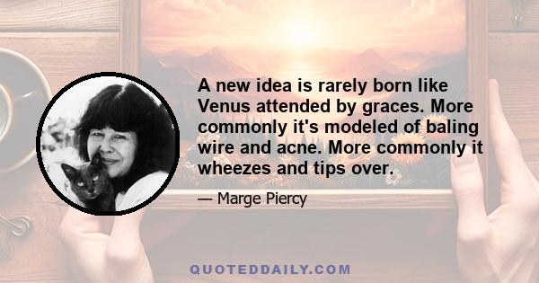 A new idea is rarely born like Venus attended by graces. More commonly it's modeled of baling wire and acne. More commonly it wheezes and tips over.