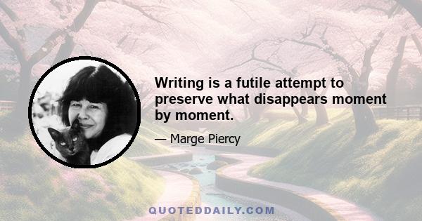 Writing is a futile attempt to preserve what disappears moment by moment.