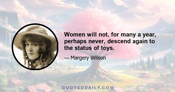 Women will not, for many a year, perhaps never, descend again to the status of toys.