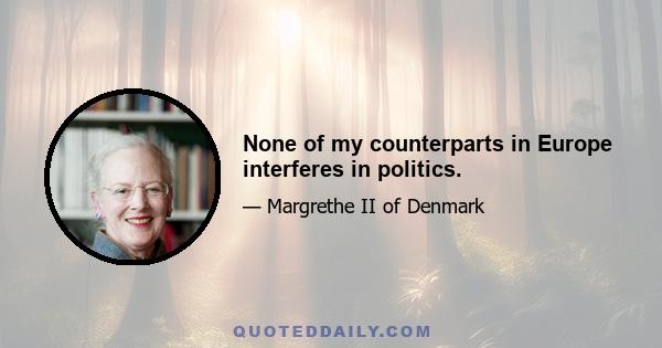 None of my counterparts in Europe interferes in politics.