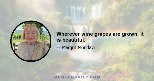 Wherever wine grapes are grown, it is beautiful.