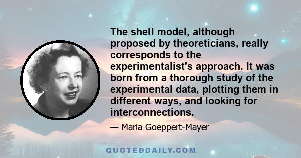 The shell model, although proposed by theoreticians, really corresponds to the experimentalist's approach. It was born from a thorough study of the experimental data, plotting them in different ways, and looking for