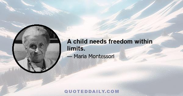 A child needs freedom within limits.