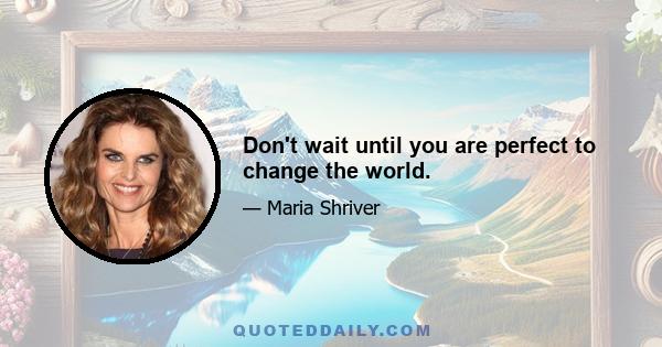 Don't wait until you are perfect to change the world.