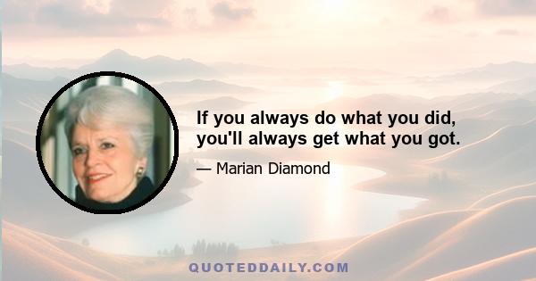 If you always do what you did, you'll always get what you got.