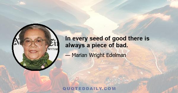 In every seed of good there is always a piece of bad.