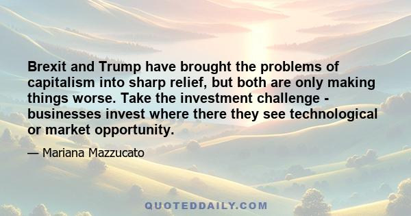 Brexit and Trump have brought the problems of capitalism into sharp relief, but both are only making things worse. Take the investment challenge - businesses invest where there they see technological or market