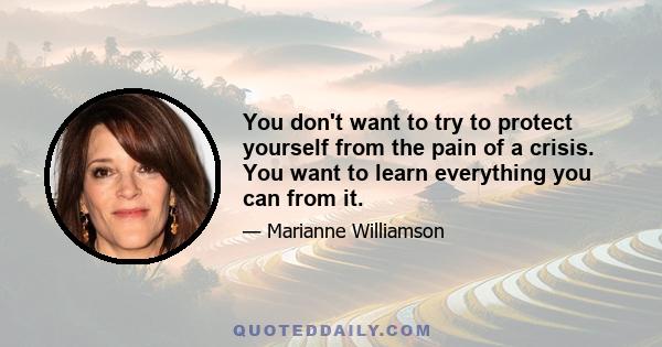 You don't want to try to protect yourself from the pain of a crisis. You want to learn everything you can from it.