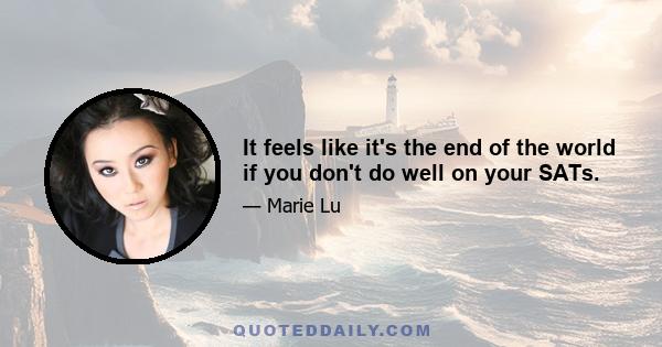 It feels like it's the end of the world if you don't do well on your SATs.