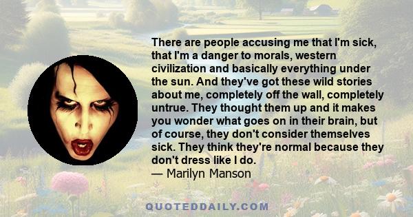 There are people accusing me that I'm sick, that I'm a danger to morals, western civilization and basically everything under the sun. And they've got these wild stories about me, completely off the wall, completely