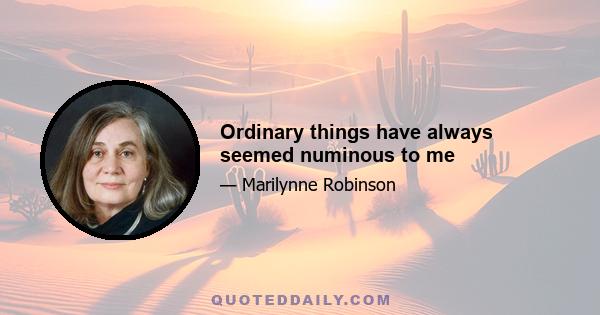 Ordinary things have always seemed numinous to me