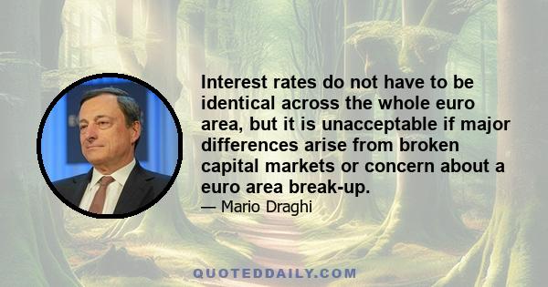 Interest rates do not have to be identical across the whole euro area, but it is unacceptable if major differences arise from broken capital markets or concern about a euro area break-up.