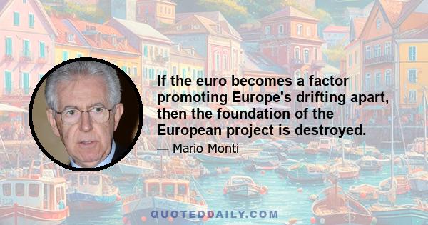 If the euro becomes a factor promoting Europe's drifting apart, then the foundation of the European project is destroyed.