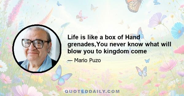 Life is like a box of Hand grenades,You never know what will blow you to kingdom come