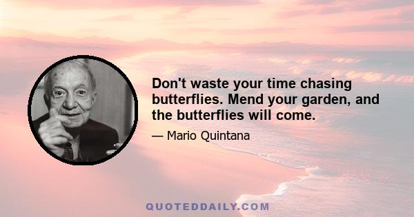 Don't waste your time chasing butterflies. Mend your garden, and the butterflies will come.