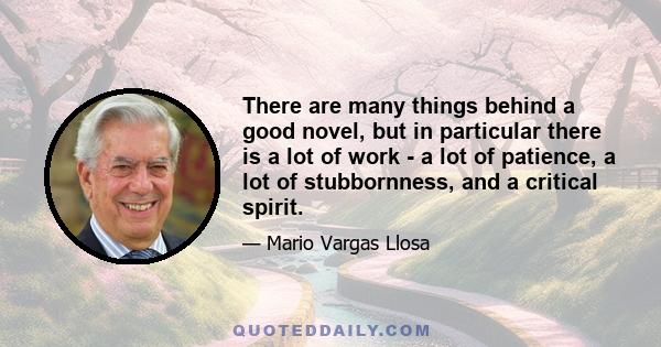 There are many things behind a good novel, but in particular there is a lot of work - a lot of patience, a lot of stubbornness, and a critical spirit.