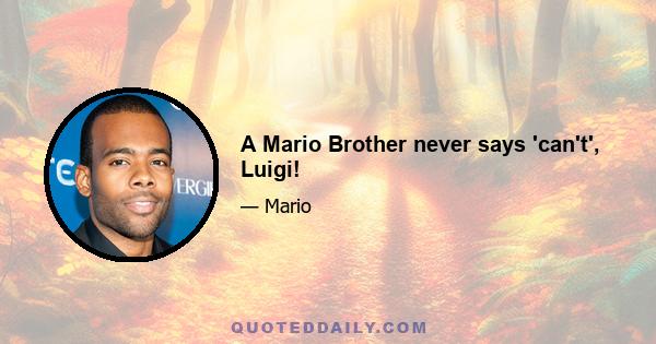 A Mario Brother never says 'can't', Luigi!