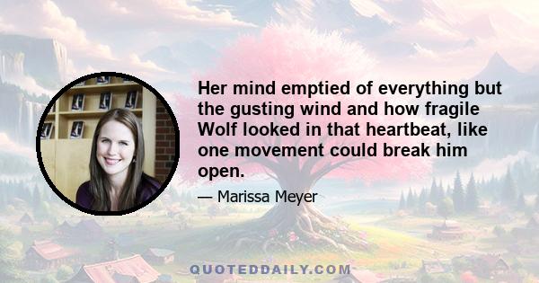 Her mind emptied of everything but the gusting wind and how fragile Wolf looked in that heartbeat, like one movement could break him open.