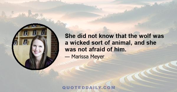 She did not know that the wolf was a wicked sort of animal, and she was not afraid of him.