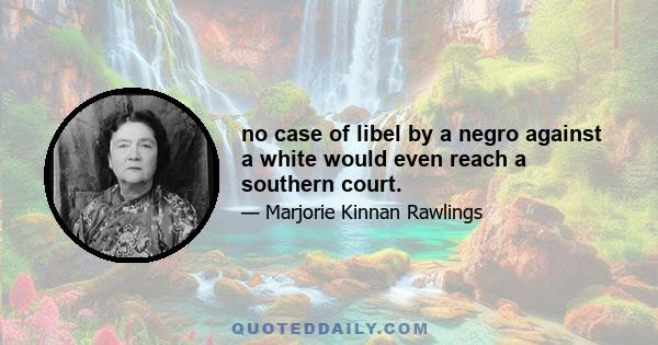 no case of libel by a negro against a white would even reach a southern court.