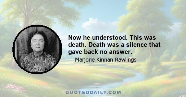 Now he understood. This was death. Death was a silence that gave back no answer.